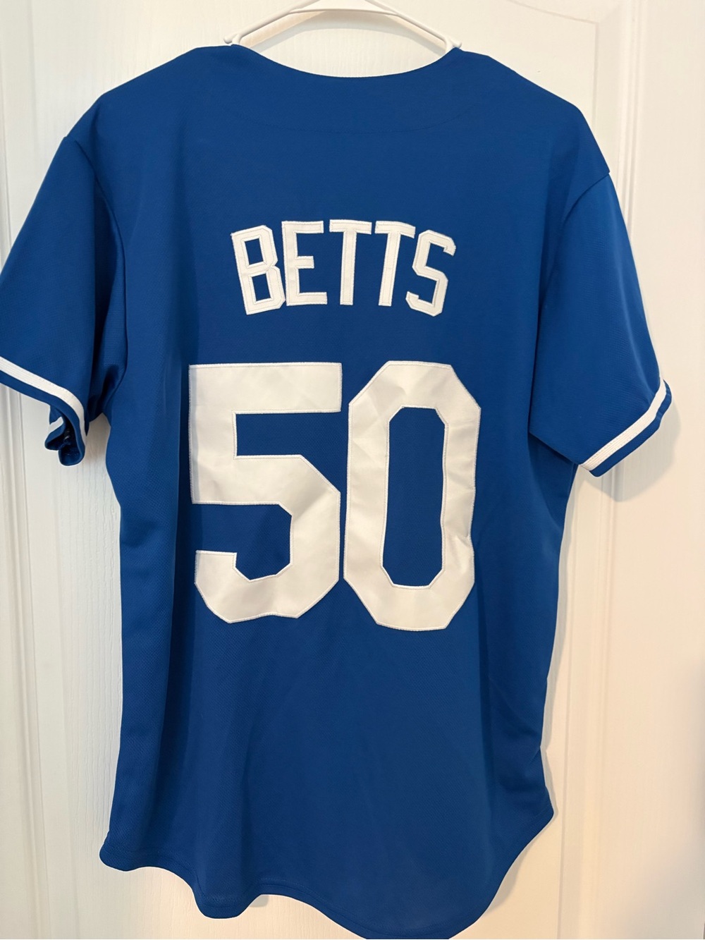 Blue Men's Baseball Jersey with White Numbers